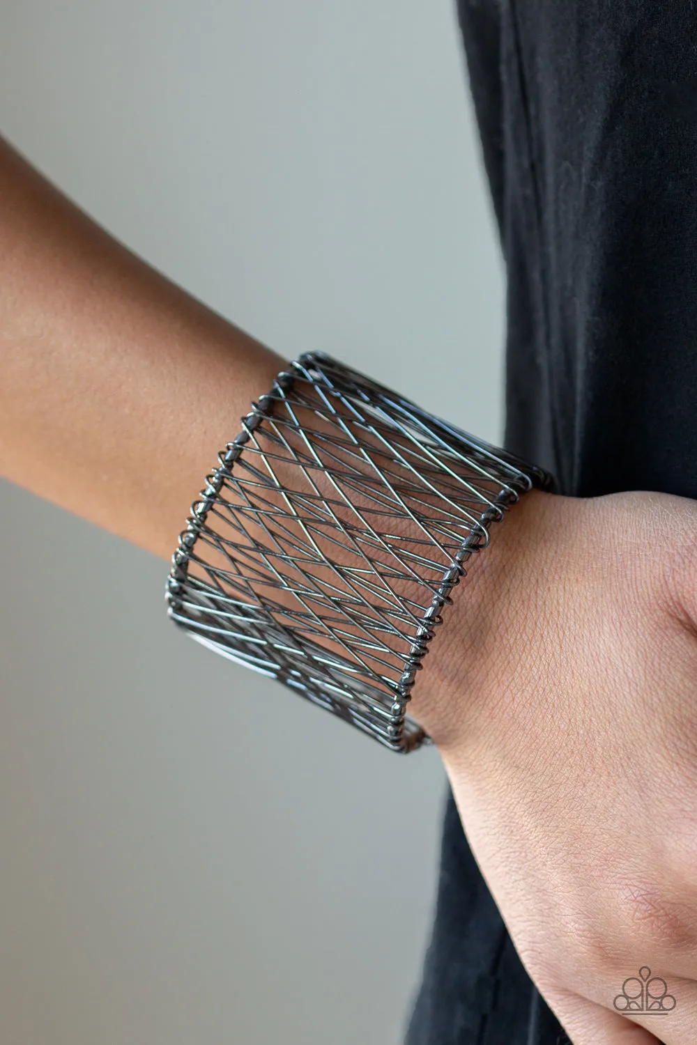 Work For WIRE Black Cuff Bracelet